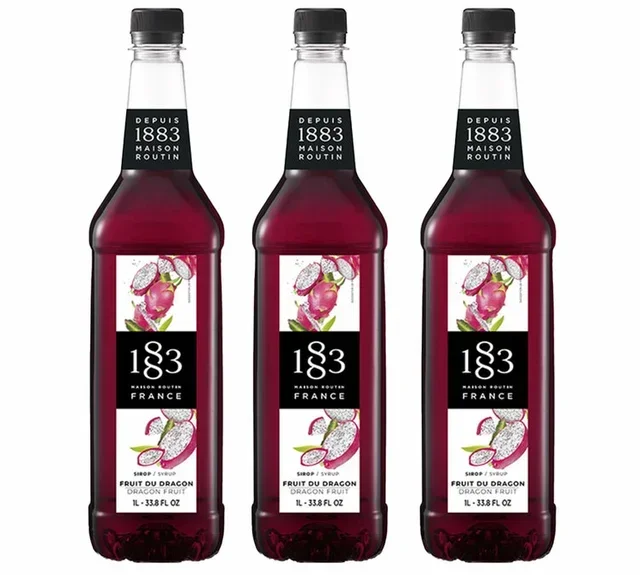 ROUTIN 1883 Dragon Fruit Syrup - Professional Pack 3×1L - PET Bottle