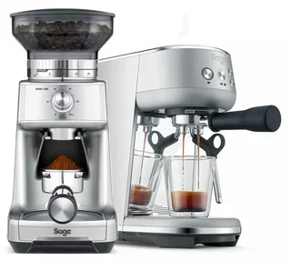 SAGE The Bambino Stal Nierdzewna + The Dose Control Pro – Zestaw Ekspres i Młynek