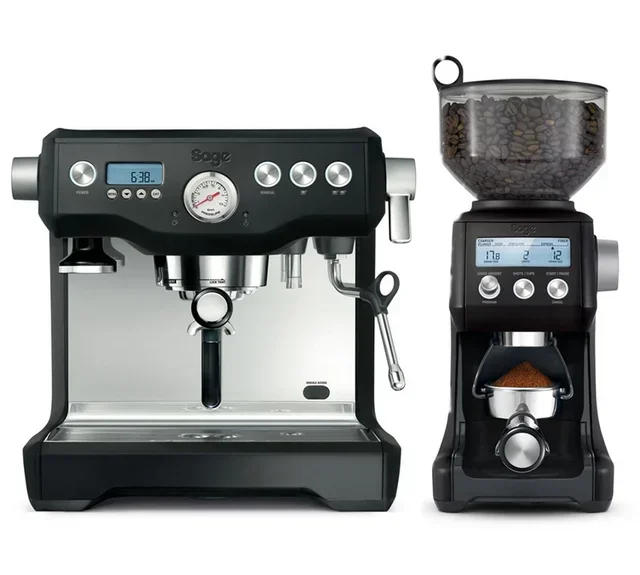 SAGE Dual Boiler Black Truffle + Macinacaffè The Smart Grinder Pro acciaio inox nero