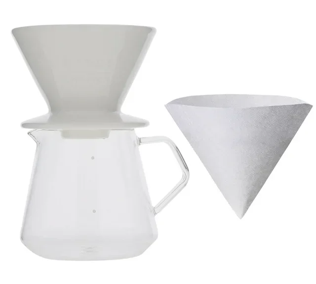 SCS-04-BR weißer Dripper-Kit + Kinto Glas-Karaffe 600 ml - Slow Coffee Style für Profis - Kinto