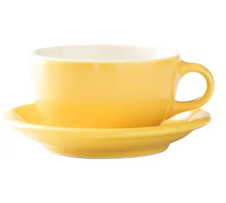 Conjunto de 3 chávenas Latte Bowl amarelas com pires, 25 cl - ORIGAMI