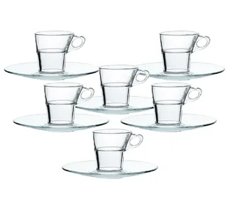Juego de 6 tazas café Caprice 9cl con platillos - Duralex