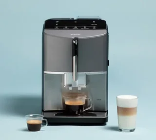 SIEMENS EQ300 Macchina da Caffè Automatica - TF305E04 Acciaio Inox e Titanio Metallizzato