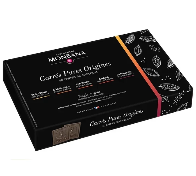 Single-Origin Chocolate Squares Gift Box - 50 Napolitains - MONBANA