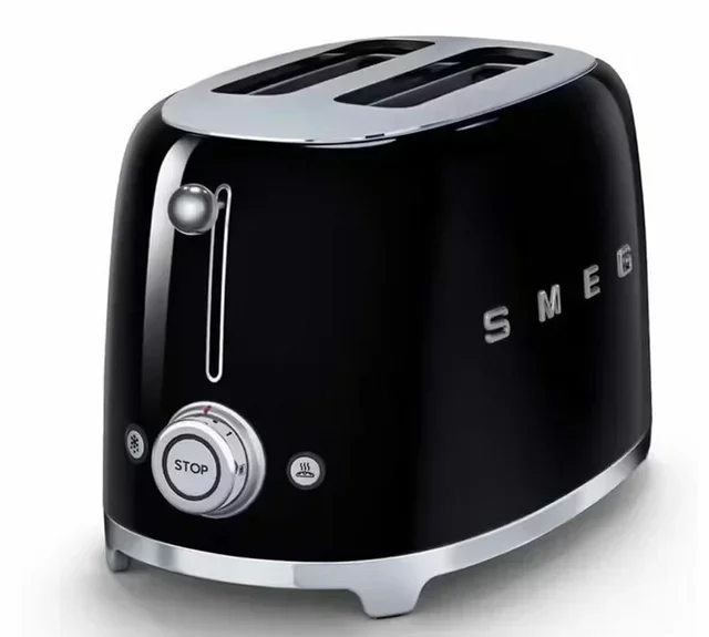SMEG Black Breakfast Bundle: TSF01BLEU Toaster &amp; CJF11BLEU Citrus Juicer