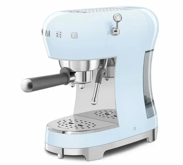 SMEG ECF02PBEU Azure Blue Espresso Maker - 50's Style Collection