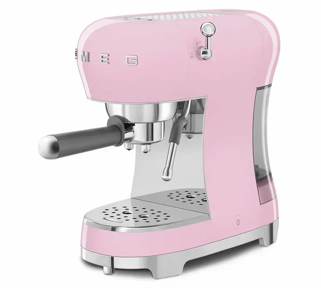 SMEG ECF02PKEU Pink Espresso Machine - 50s Retro Design