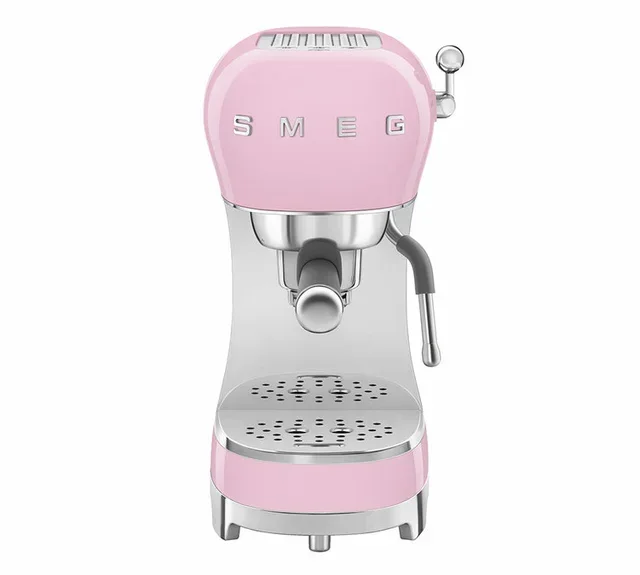 SMEG ECF02PKEU Pink Espresso Machine - 50s Retro Design