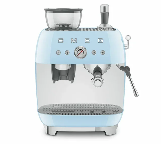 Cafetera espresso SMEG EGF03PBEU Azul Cielo Estilo Años 50 con molinillo incorporado