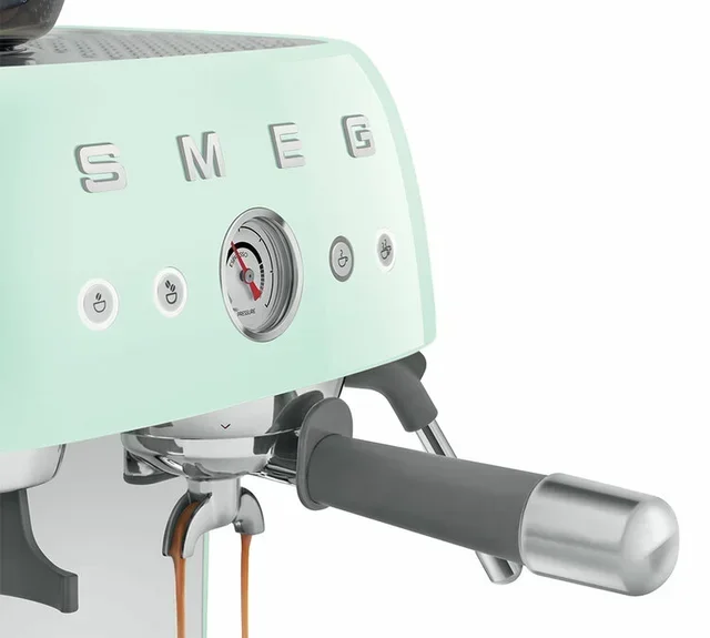 Máquina de espresso SMEG EGF03PGEU Verde agua años 50 con molinillo integrado