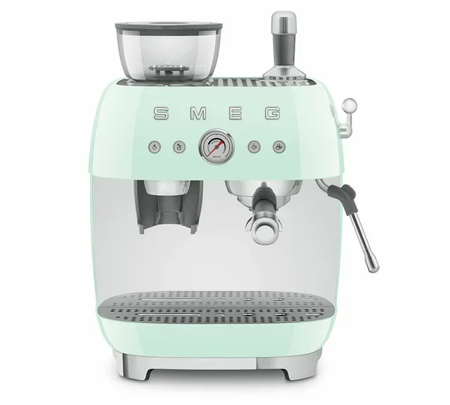 Máquina de espresso SMEG EGF03PGEU Verde agua años 50 con molinillo integrado