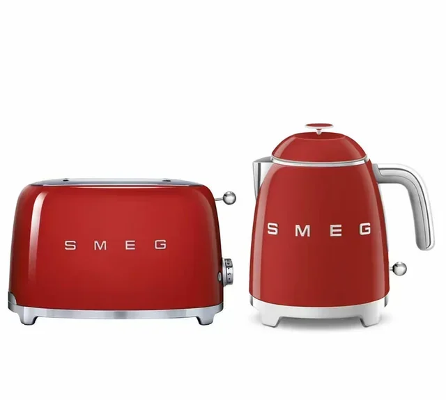 SMEG Red Breakfast Bundle - TSF01RDEU Toaster &amp; KLF05RDEU Mini Kettle