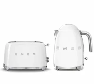 SMEG White Breakfast Bundle TSF01WHEU Toaster + KLF03WHEU Kettle