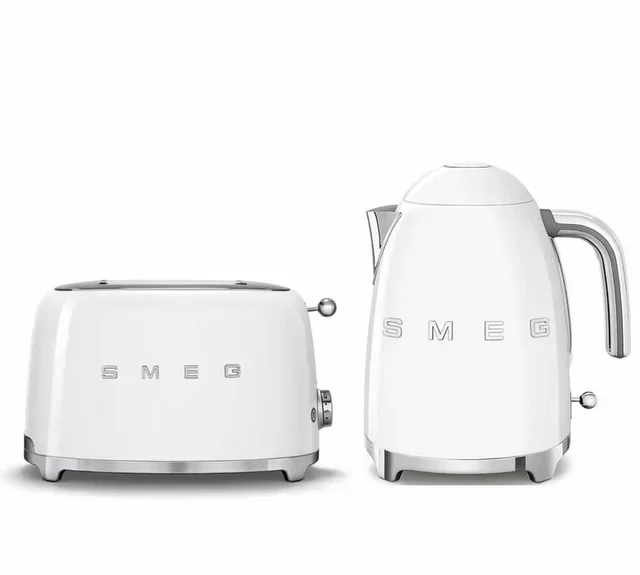 SMEG White Breakfast Bundle TSF01WHEU Toaster + KLF03WHEU Kettle