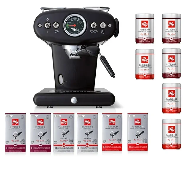 Promo speciale: macchina espresso ILLY X1 Anniversary ESE &amp; Ground nera + 12 caffè ILLY in regalo