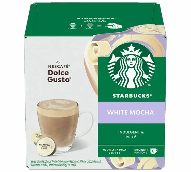 12 κάψουλες STARBUCKS συμβατές με Nescafé* Dolce Gusto* – Μόκα Λευκή Σοκολάτα