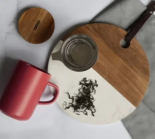 Teiera in Gres 47,5 cl Paprika con Coperchio Legno Acacia - OGO Living