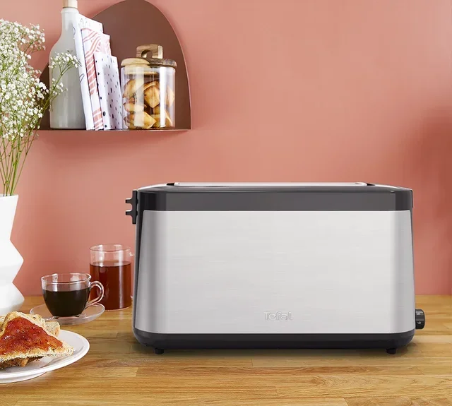 Tefal TL430811 Element Long Slot Toaster - Black &amp; Grey