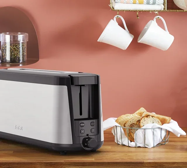 Tefal TL430811 Element Long Slot Toaster - Black &amp; Grey
