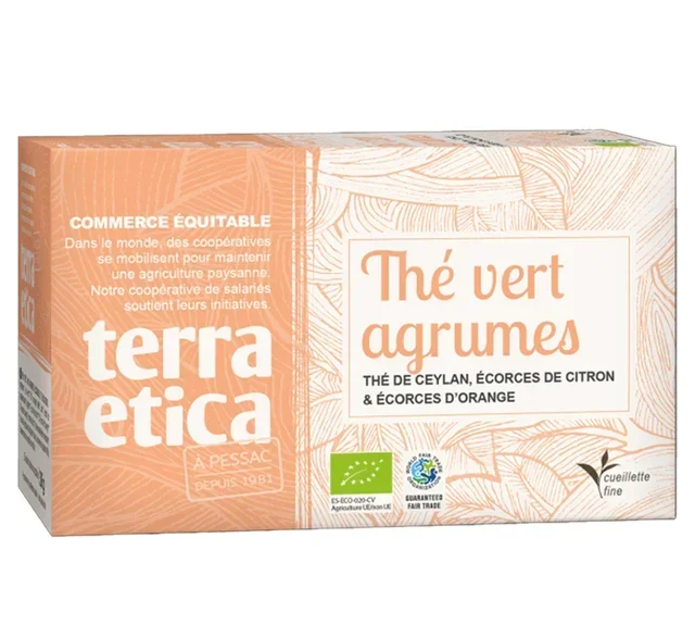 Luomu &amp; Reilun Kaupan Vihreä Tee Sitruksella - 20 pussia - TERRA ETICA
