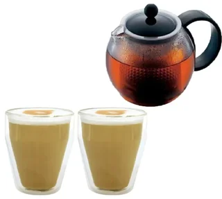 Théière à piston verre et ABS 50 cl Bodum Assam Noire + 2 verres 25 cl Titlis