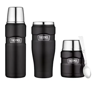 THERMOS Insulated Set Matte Black 47cl - Mug, Bottle &amp; Lunch Box