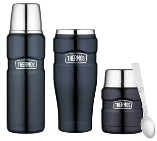 THERMOS Stainless King Thermal Set - Bottle, Mug, Lunch Box 47cl Midnight Blue