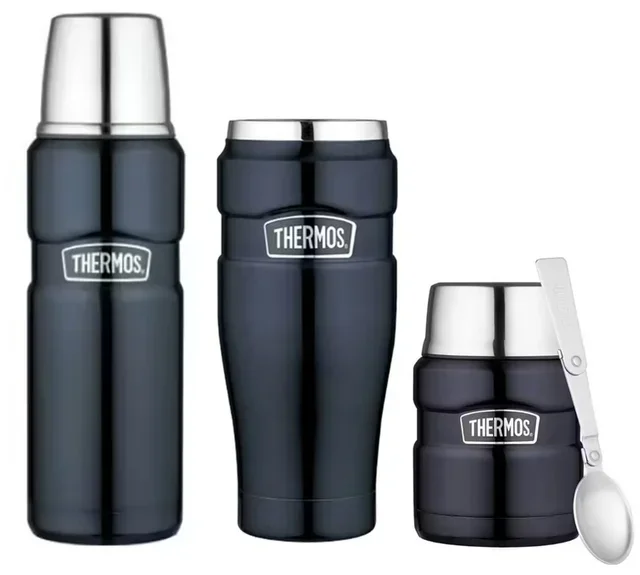 Isolerende Set THERMOS Stainless King - Fles, Mok, Lunchbox 47cl Nachtblauw