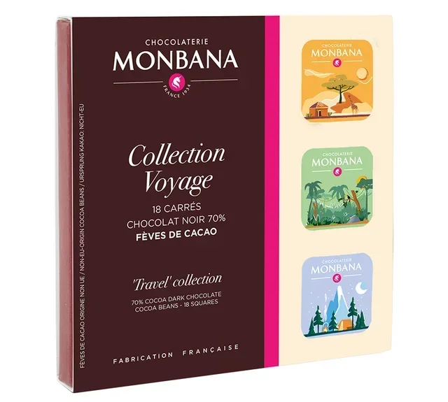 Travel Collection Box - Dark Chocolate Square 78% - 18 Napolitains - MONBANA