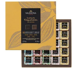 VALRHONA Chocolate Gift Box Milk &amp; Dark Les Initiés - 50 Napolitains