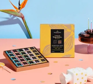 VALRHONA Chocolate Gift Box Milk &amp; Dark Les Initiés - 50 Napolitains