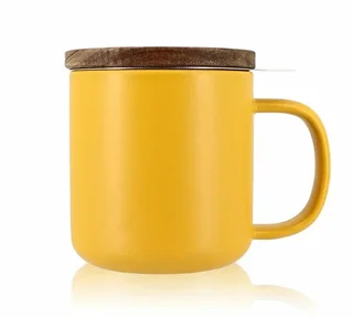 Tisanière 300 ml grès jaune &amp; couvercle acacia – OGO Living