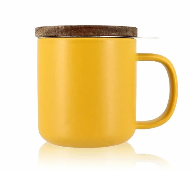 Tetera Gres Amarillo 300 ml Tapa Madera Acacia – OGO Living