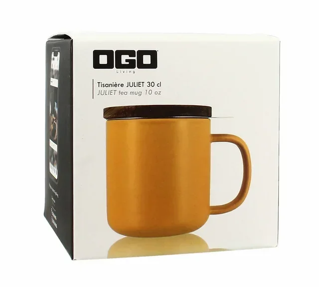 Tisanière 300 ml grès jaune &amp; couvercle acacia – OGO Living