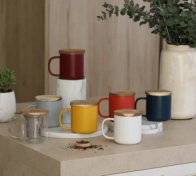 Tetera Gres Amarillo 300 ml Tapa Madera Acacia – OGO Living